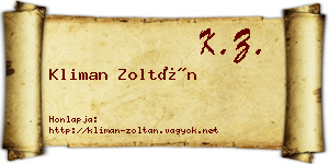 Kliman Zoltán névjegykártya